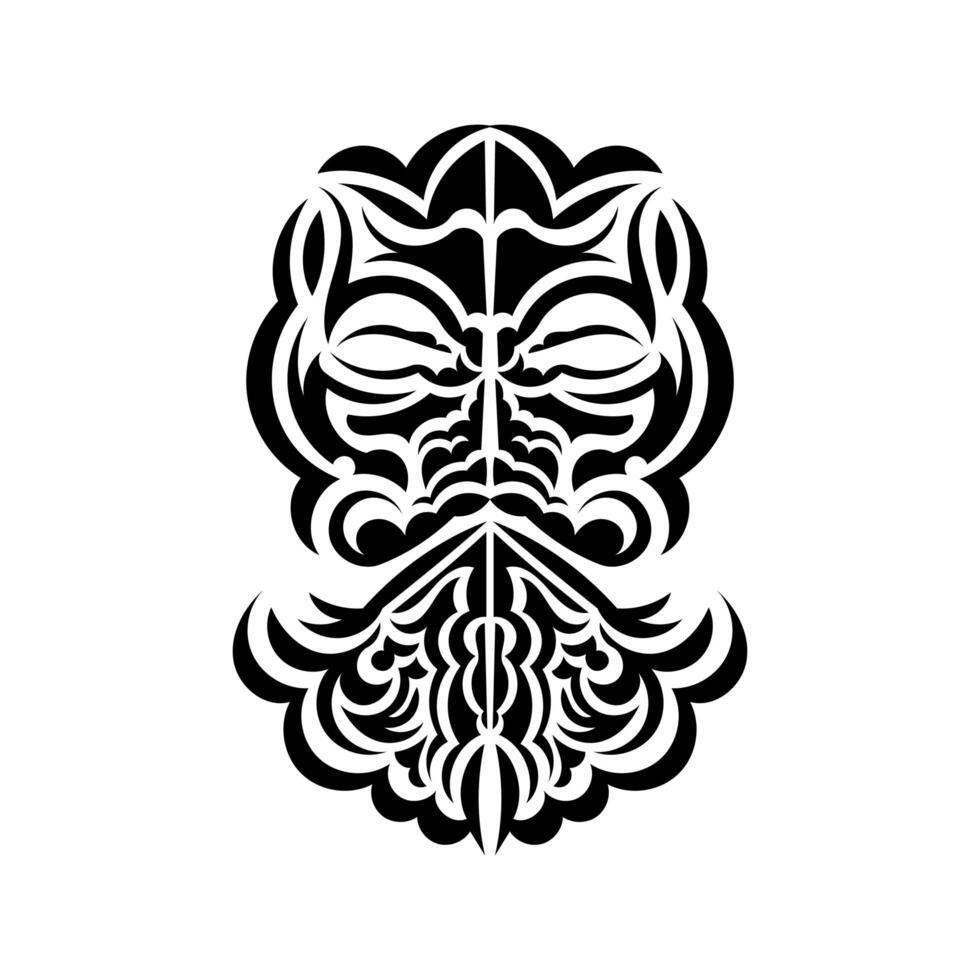 diseño de máscara tiki. máscaras aterradoras en el adorno local de polinesia. aislado sobre fondo blanco. plantilla de tatuaje lista. ilustración vectorial vector