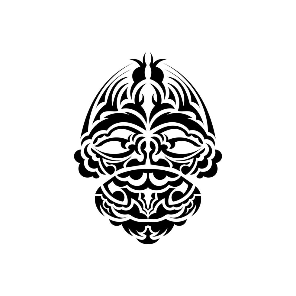 Samurai mask. Traditional totem symbol. Black tribal tattoo. Isolated. Vector illustration.