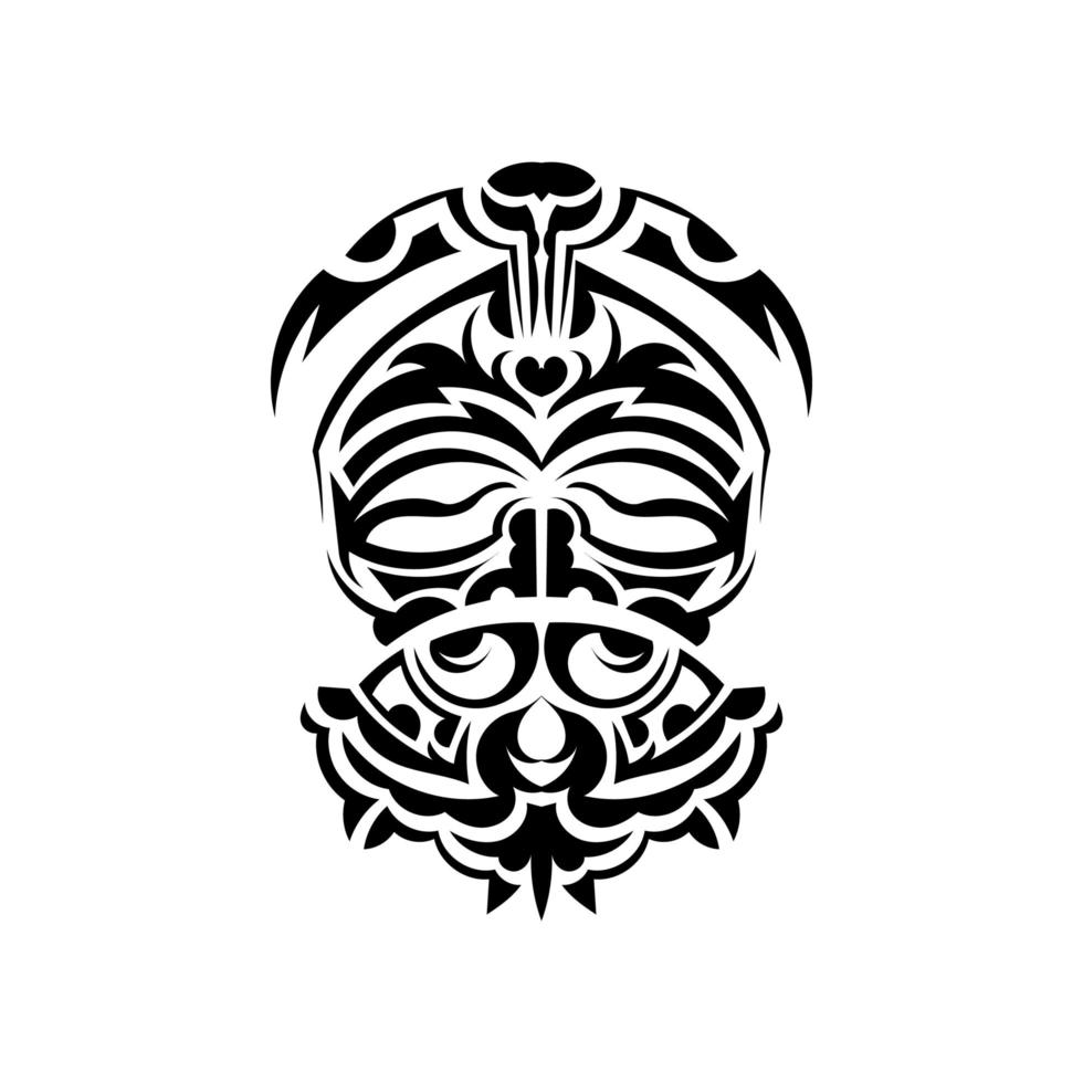 Tribal mask. Monochrome ethnic patterns. Black tattoo in Maori style. Black and white color, flat style. Vector. vector