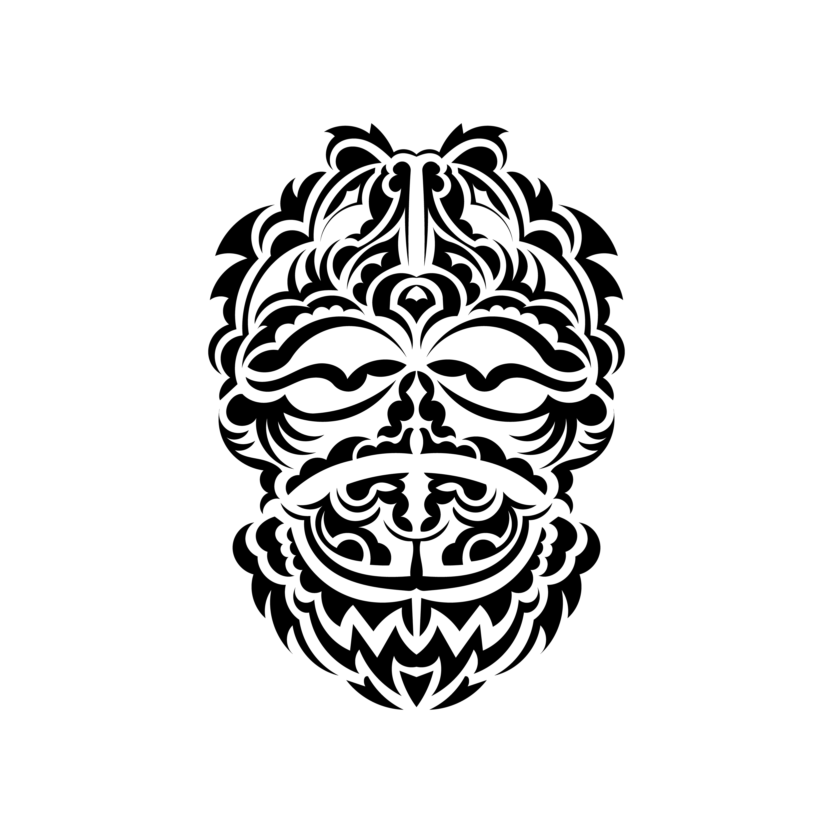 Tribal mask. Monochrome ethnic patterns. Black tattoo in samoan style ...