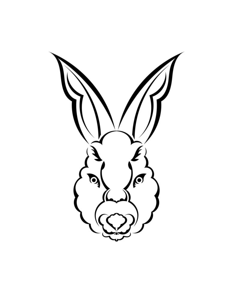 Head of a hare in tattoo style. Isolated symbol of 2023. Handmade. vector