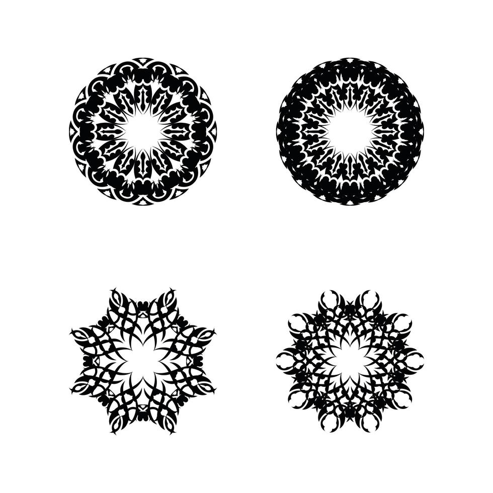 conjunto de adornos de mandala aislado sobre fondo blanco. ilustración de velo vector