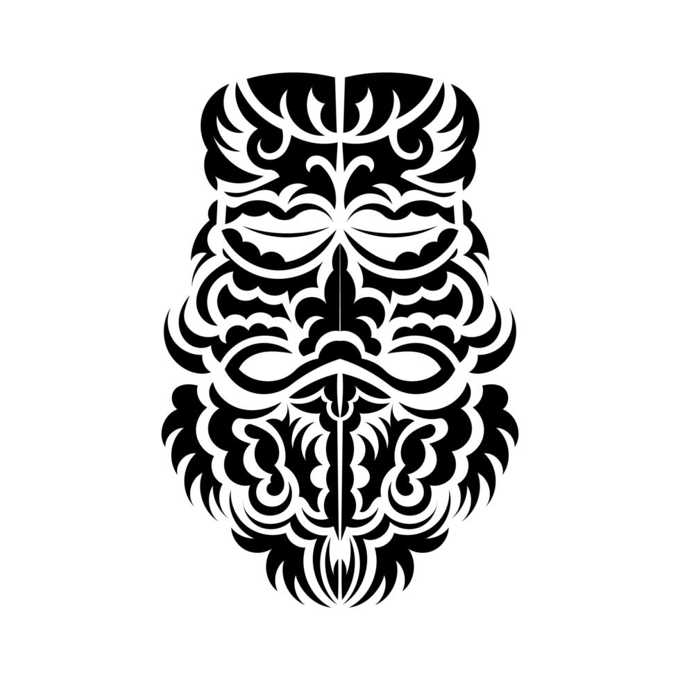 diseño de máscara tiki. polinesios nativos y hawaianos ilustración tiki en blanco y negro. aislado. boceto de tatuaje vector. vector