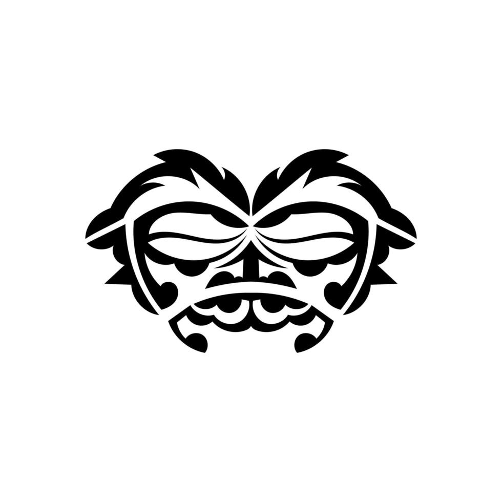 Tribal mask. Traditional totem symbol. Black tribal tattoo. Isolated on white background. Hand drawn vector illustration.