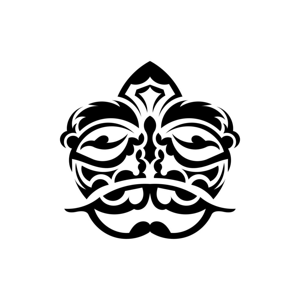 Samurai mask. Traditional totem symbol. Black tattoo in samoan style. Isolated on white background. Vector illustration.