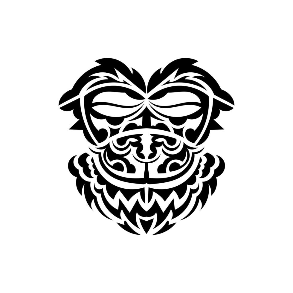 Tribal mask. Monochrome ethnic patterns. Black tattoo in Maori style. Isolated on white background. Vector. vector