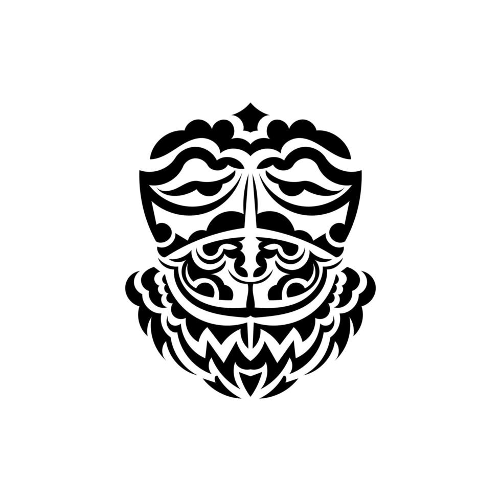 Tribal mask. Traditional totem symbol. Black tattoo in Maori style. Black and white color, flat style. Vector. vector