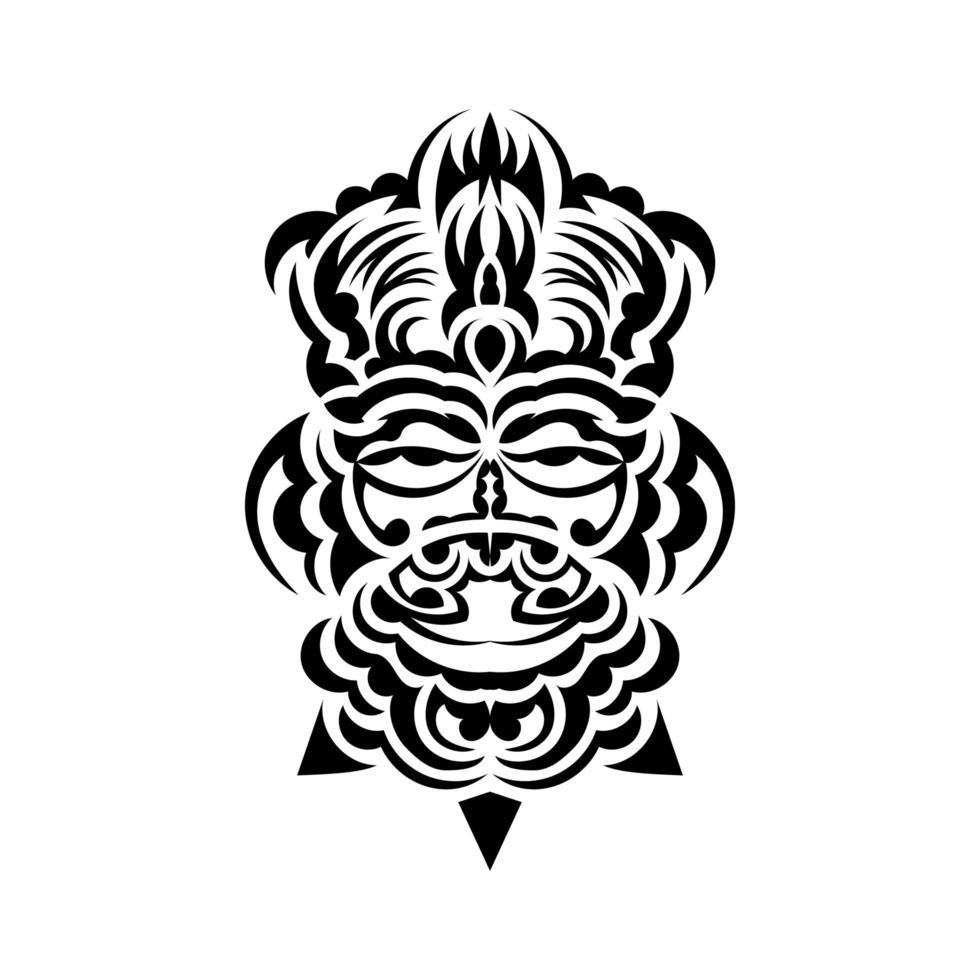 Tribal mask. Traditional totem symbol. Black tattoo in samoan style. Isolated on white background. Vector. vector