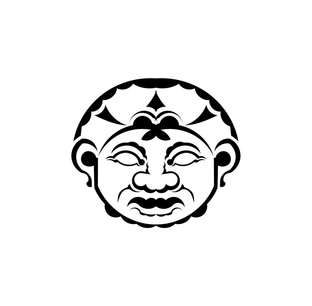 Tribal mask. Monochrome ethnic patterns. Black tattoo in Maori style. Isolated. Vector. vector