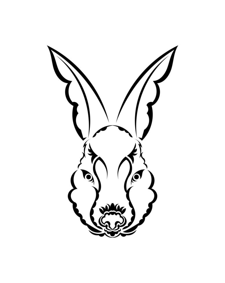 Head of a hare in tattoo style. Isolated symbol of 2023. Handmade. vector