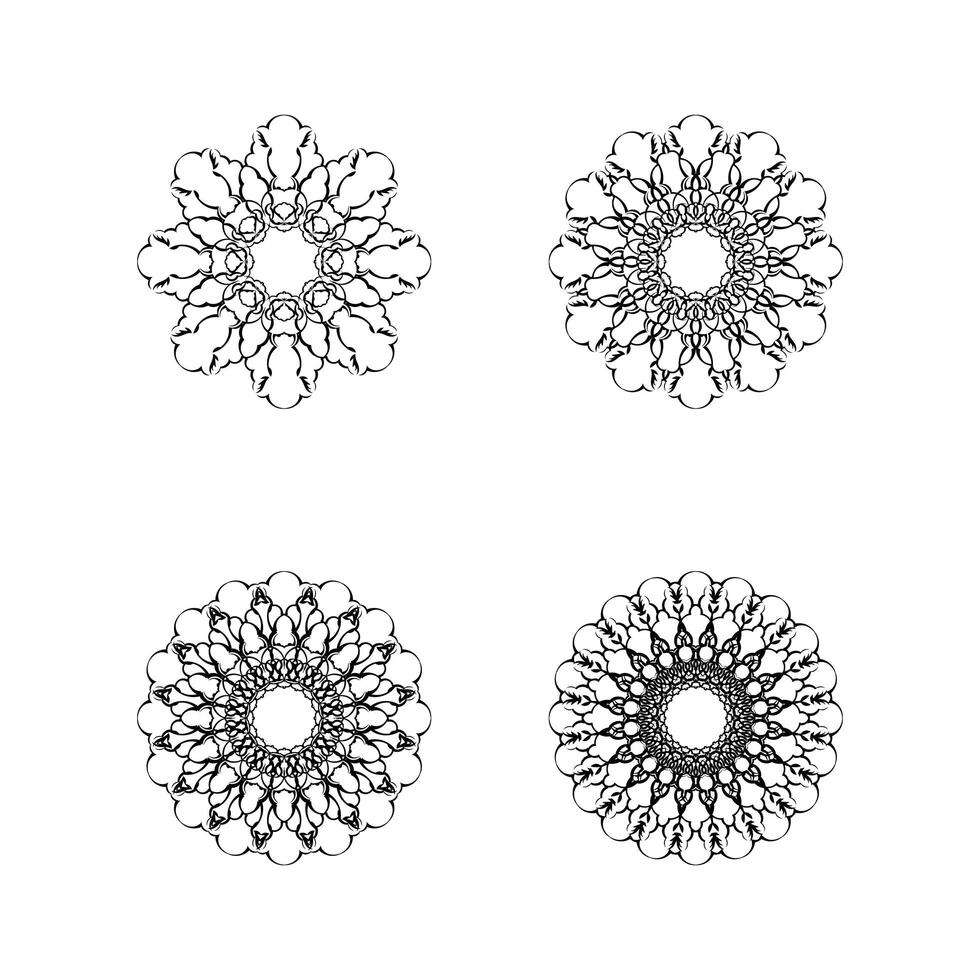 Set of mandala ornaments Isolated on white background. Vector. vector