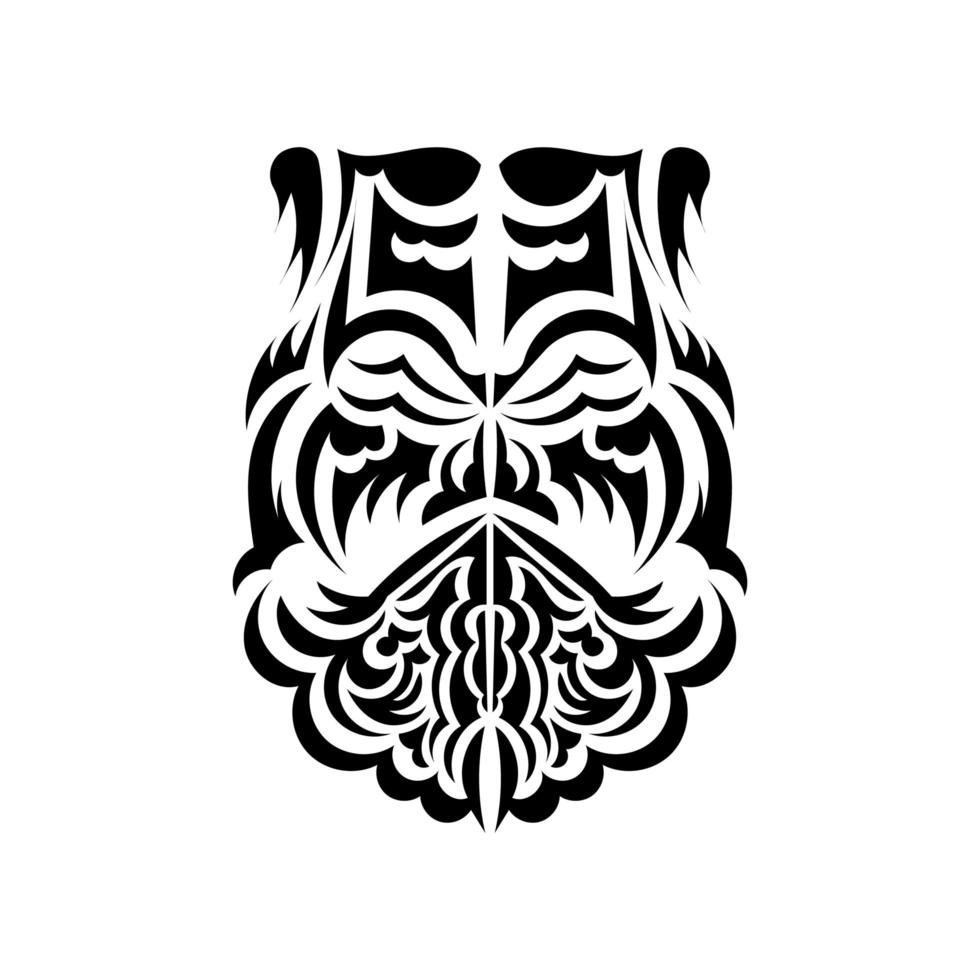 máscara tiki en blanco y negro. polinesios nativos y hawaianos ilustración tiki en blanco y negro. aislado sobre fondo blanco. estilo plano vector. vector