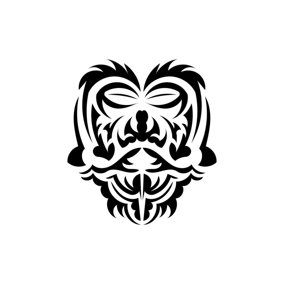 Black and white Tiki mask. Native Polynesians and Hawaiians tiki illustration in black and white. Isolated. Tattoo sketch. Vector. vector