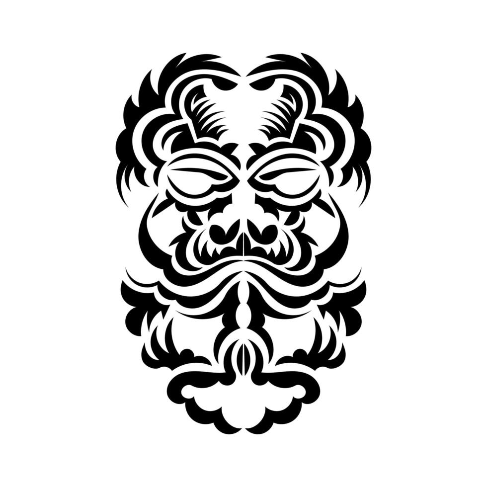 máscara tiki en blanco y negro. patrón de decoración tradicional de polinesia y hawaii. aislado. estilo plano vector. vector