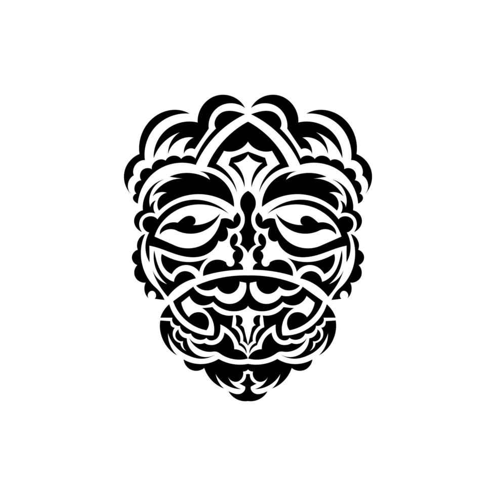 Samurai mask. Traditional totem symbol. Black tattoo in Maori style. Isolated on white background. Vector. vector