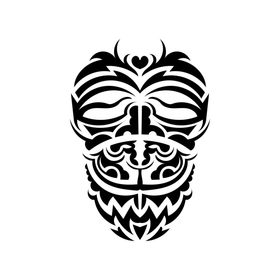 máscara de samurái. símbolo de tótem tradicional. tatuaje negro al estilo samoano. color blanco y negro, estilo plano. ilustración vectorial vector