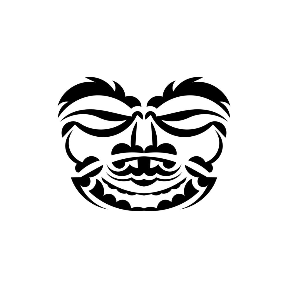 Samurai mask. Traditional totem symbol. Black tattoo in the style of the ancient tribes. Black and white color, flat style. Vector. vector