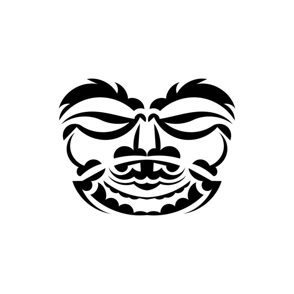 Samurai mask. Traditional totem symbol. Black tattoo in the style of the ancient tribes. Black and white color, flat style. Vector. vector