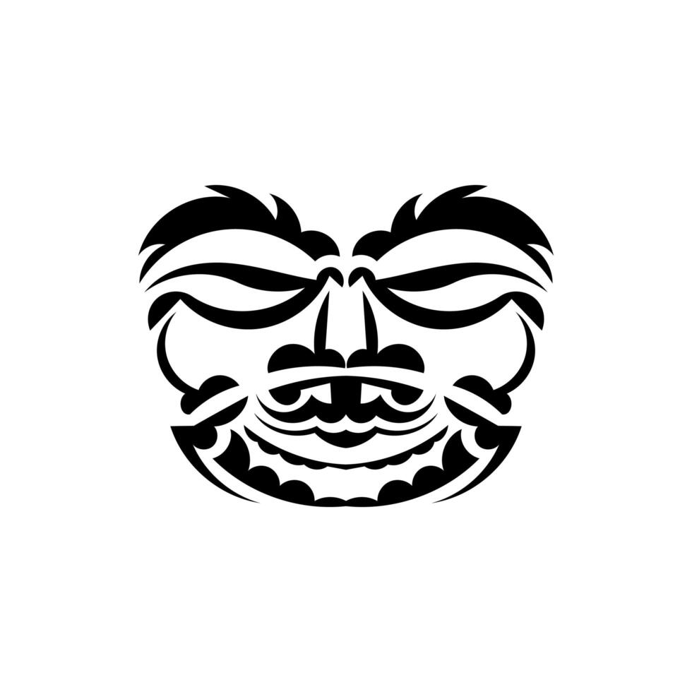 Samurai mask. Traditional totem symbol. Black tattoo in the style of the ancient tribes. Black and white color, flat style. Vector. vector