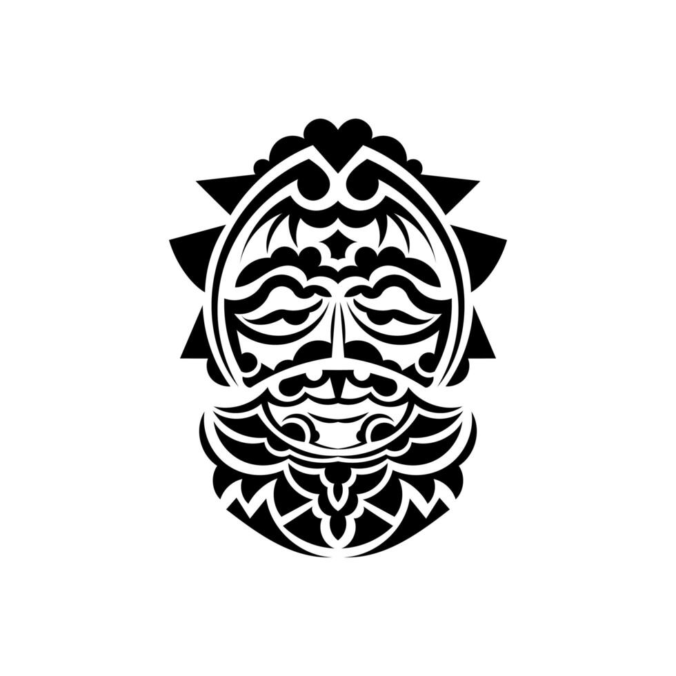 Tribal mask. Monochrome ethnic patterns. Black tattoo in Maori style. Isolated. Vector. vector