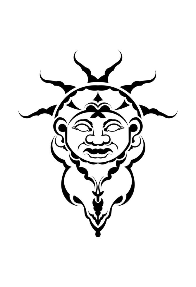Tribal mask. Monochrome ethnic patterns. Black tattoo in Maori style. Isolated. Vector. vector