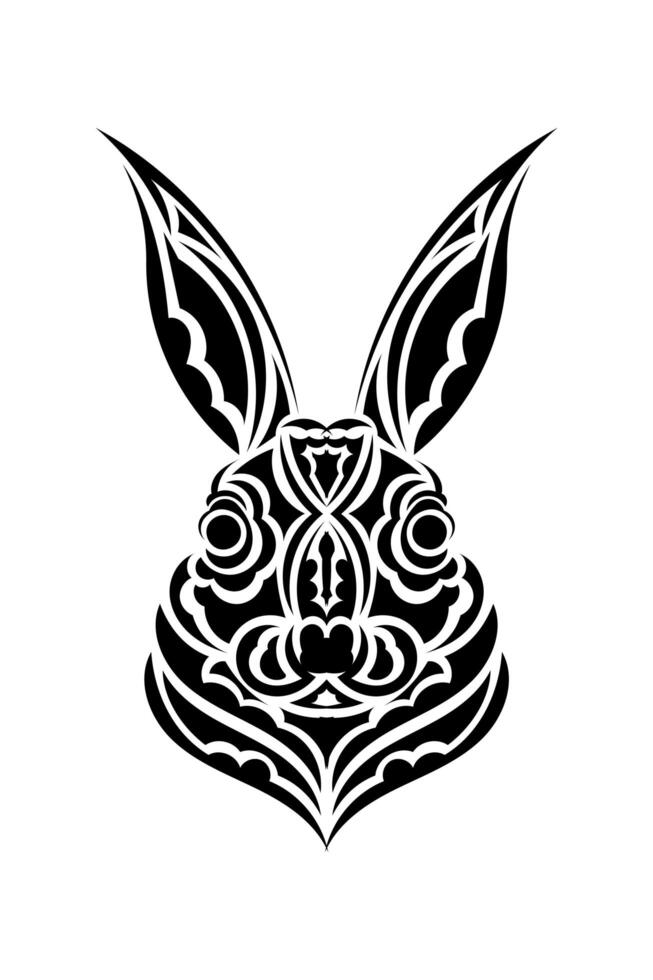 Head of a hare in tattoo style. Isolated symbol of 2023. Handmade. vector