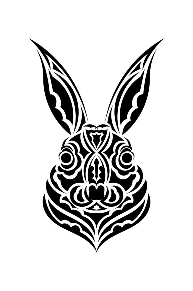 Head of a hare in tattoo style. Isolated symbol of 2023. Handmade. vector