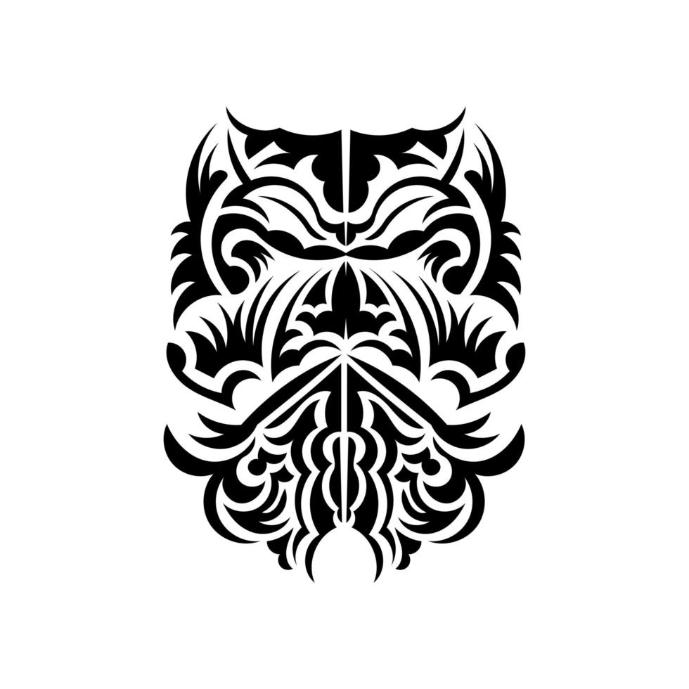 Maori mask. Frightening masks in the local ornament of Polynesia. Isolated on white background. Tattoo sketch. Vector. vector