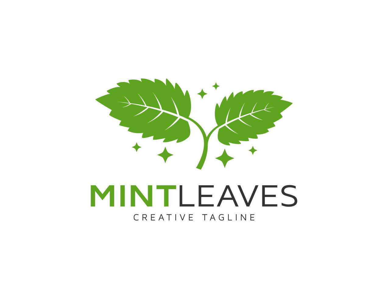 Green mint leaves logo design illustration vector