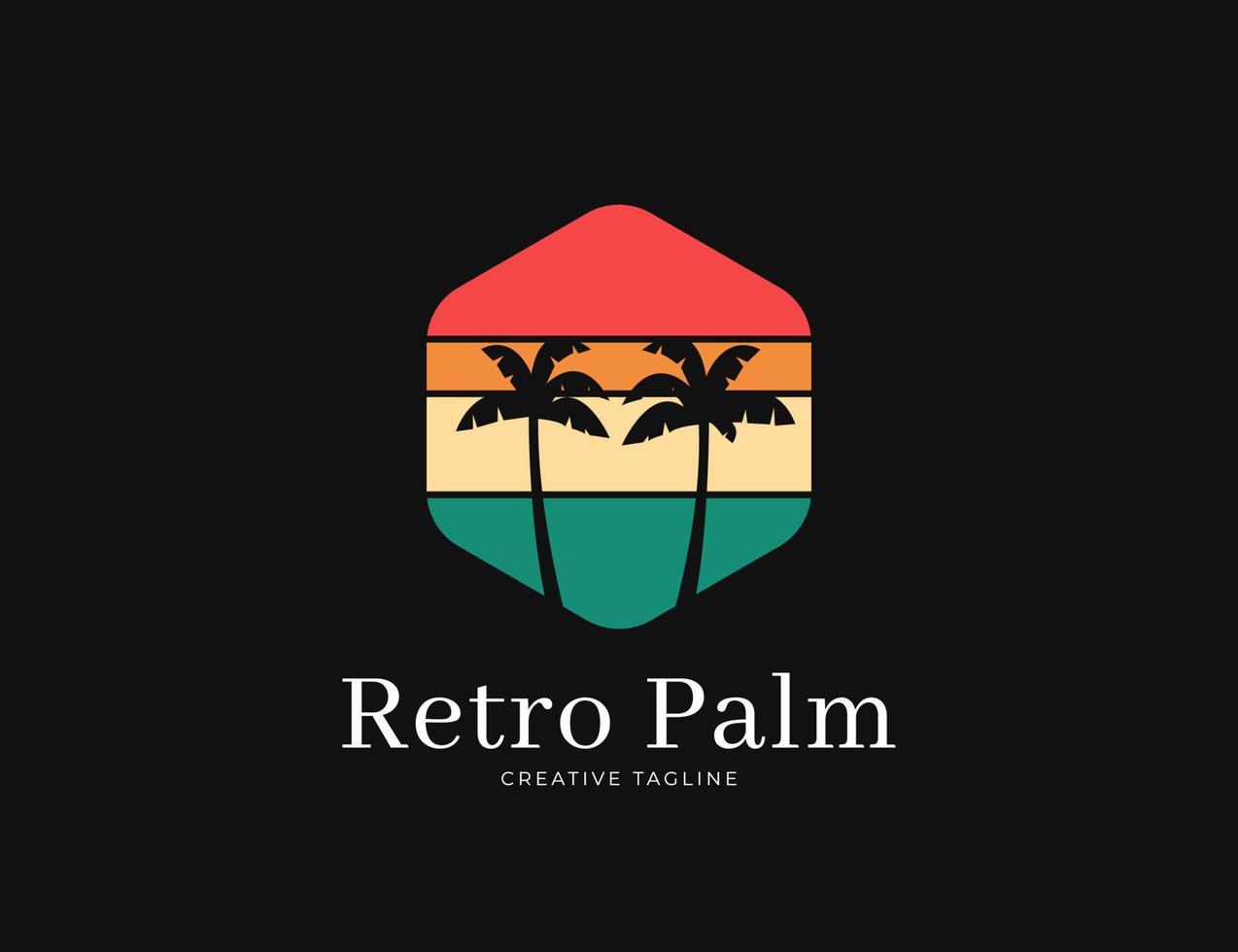 Retro palm tree logo design template vector