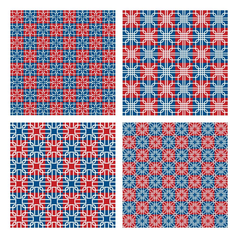 Ornamental Seamless Pattern in Red and Blue Color Vector