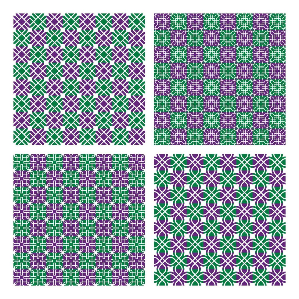 patrón ornamental sin costuras en color verde y morado vector