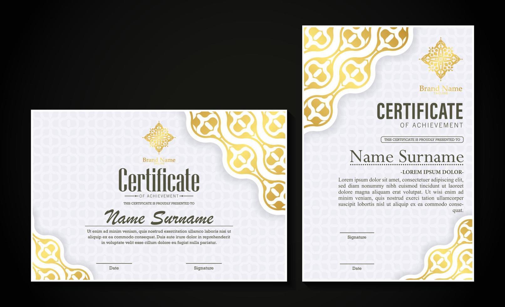 achievement certificate border style diploma vector