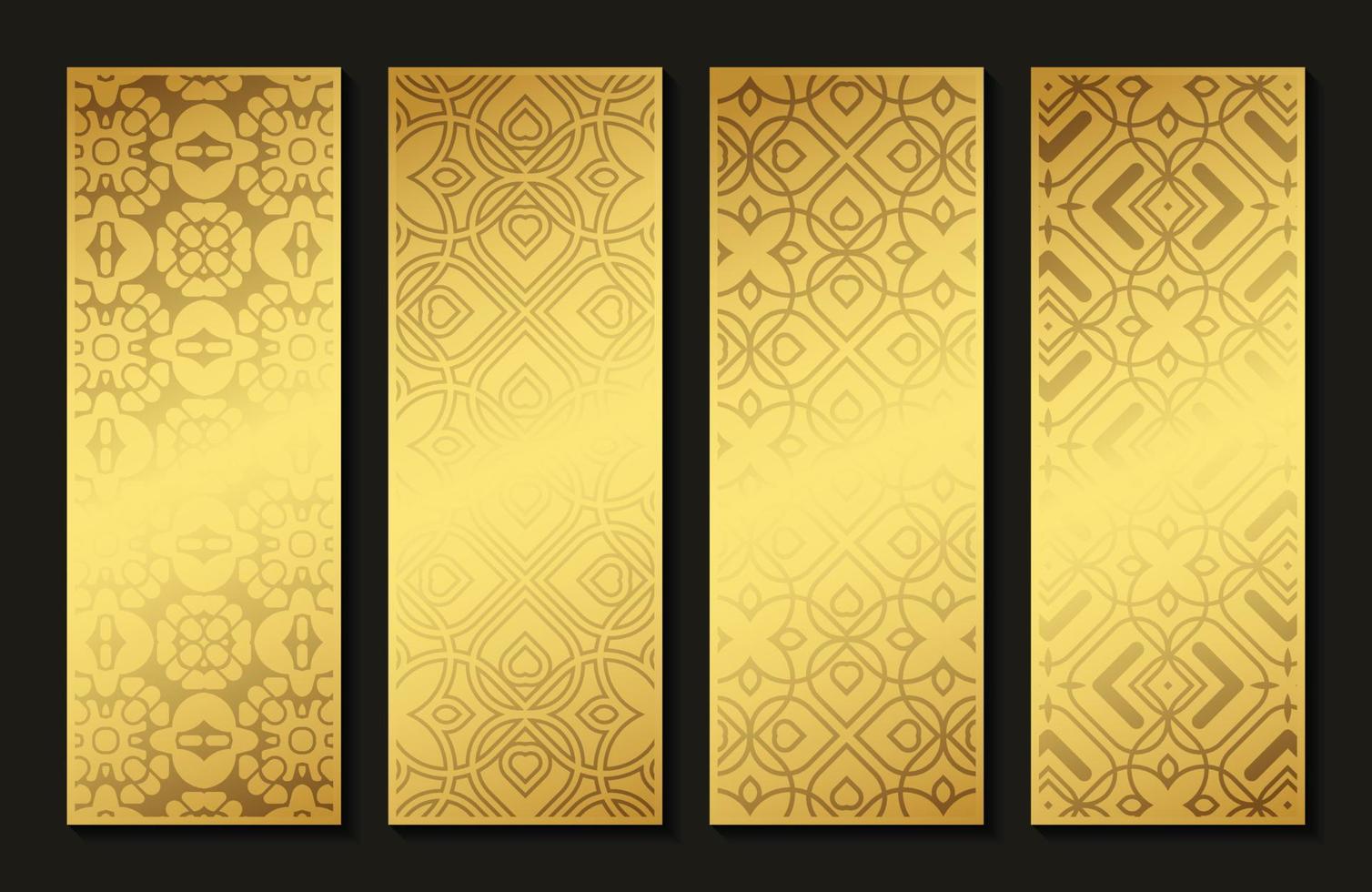 elegante tarjeta vertical de patrón abstracto dorado vector