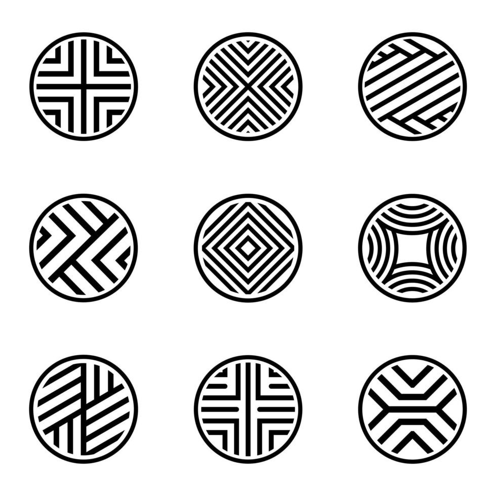 Round Shape With Geometry Line Icon vector