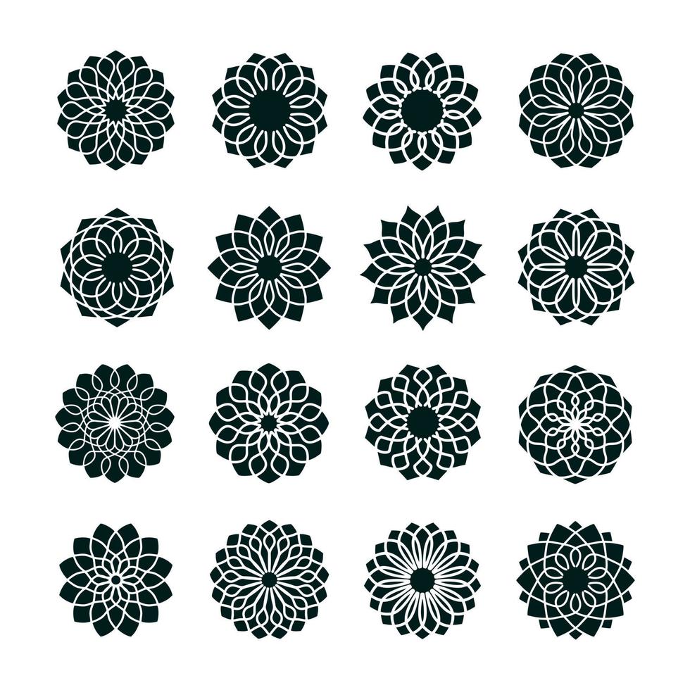 Abstract Flower Vector Icon Set