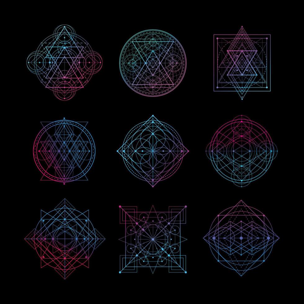 Sacred Geometry Symbol With Gradient Color Vector Illustration