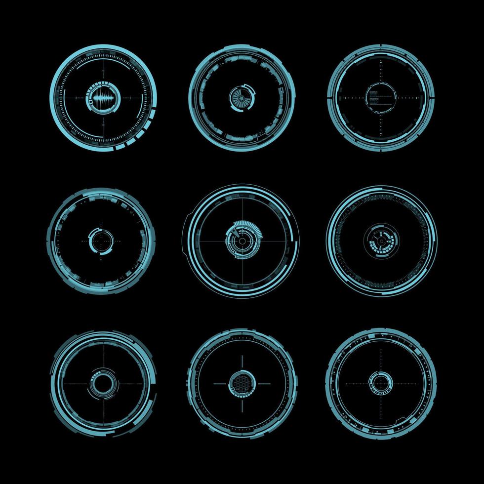 Round HUD Interface Element Vector Set