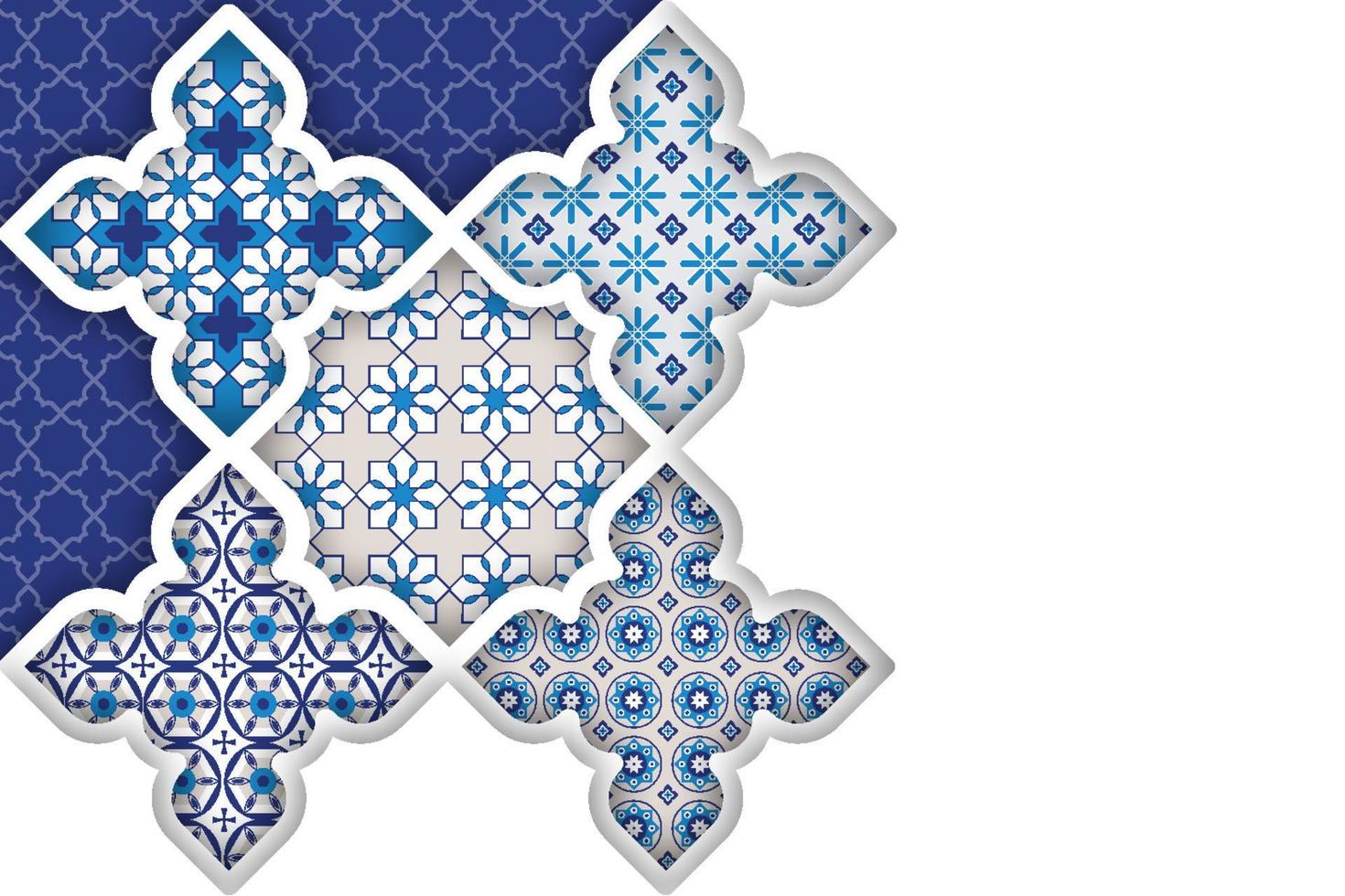 relieve de piedra con motivos ornamentales de color en el estilo arquitectónico árabe de la mezquita islámica, tarjeta de felicitación para ramadan kareem vector