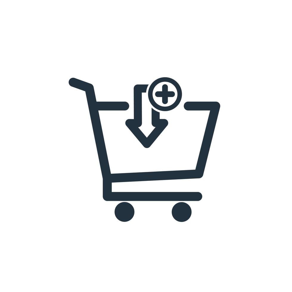 icono de vector agregar al carrito. símbolo de compras en línea. icono de línea sobre fondo blanco.