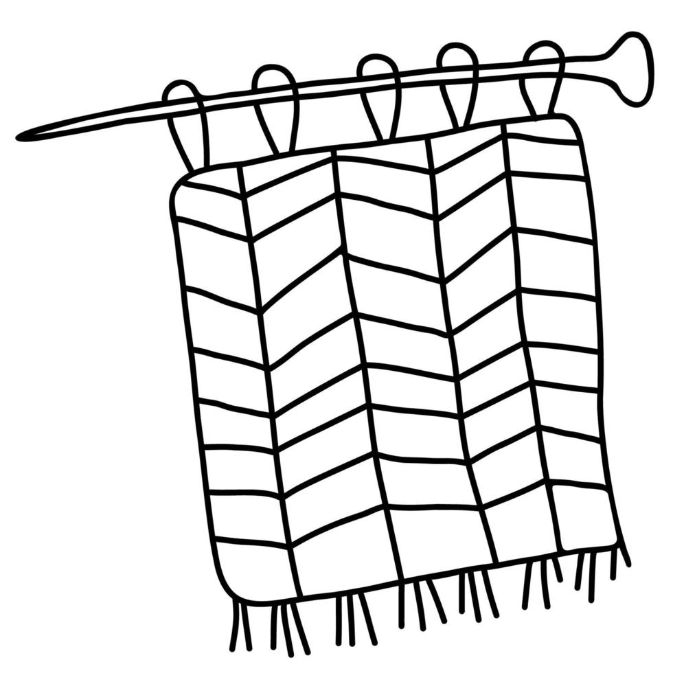 Knitting. Vector illustration in linear hand drawn doodle style