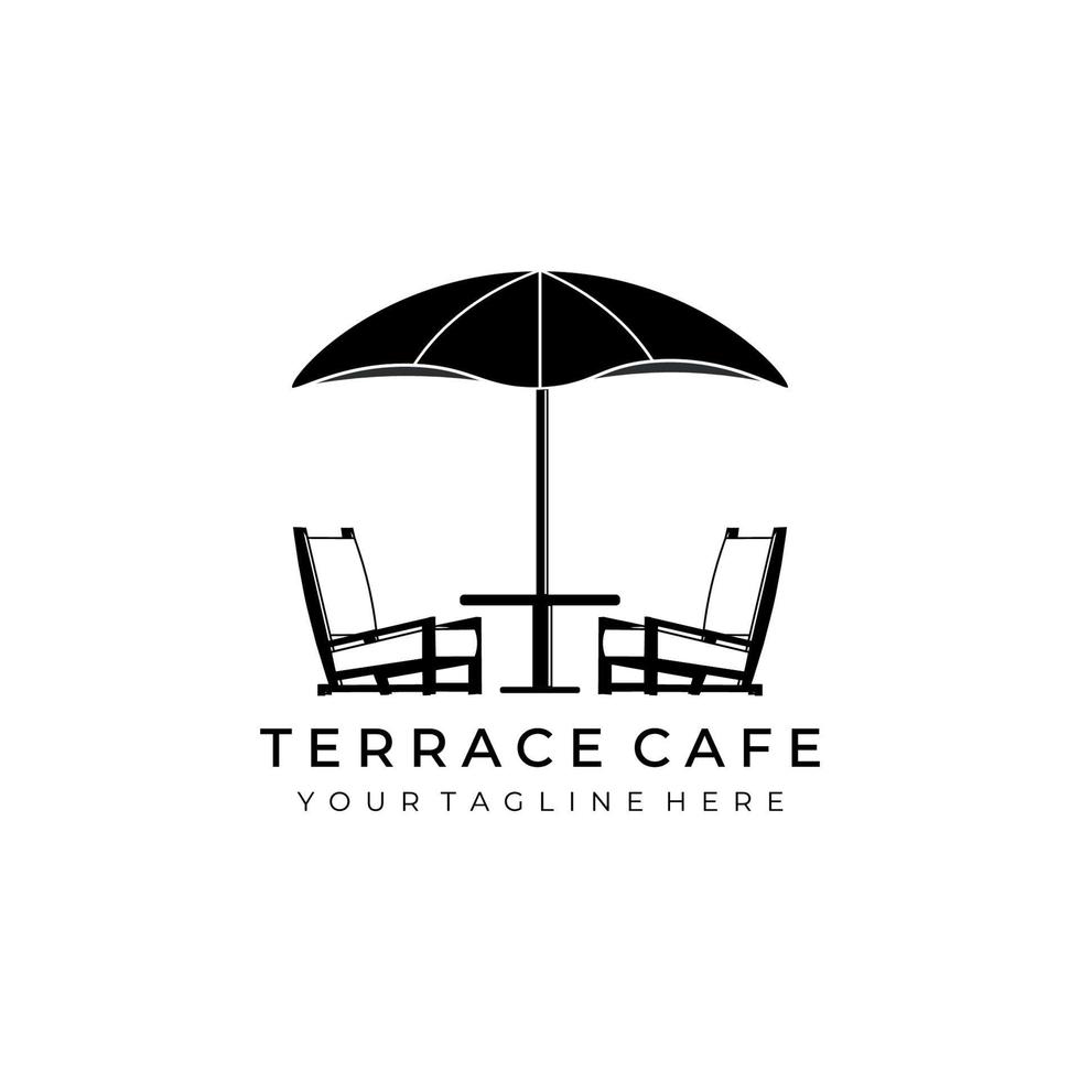 terraza cafe logo line art vector ilustración diseño creativo naturaleza minimalista monoline contorno lineal simple moderno