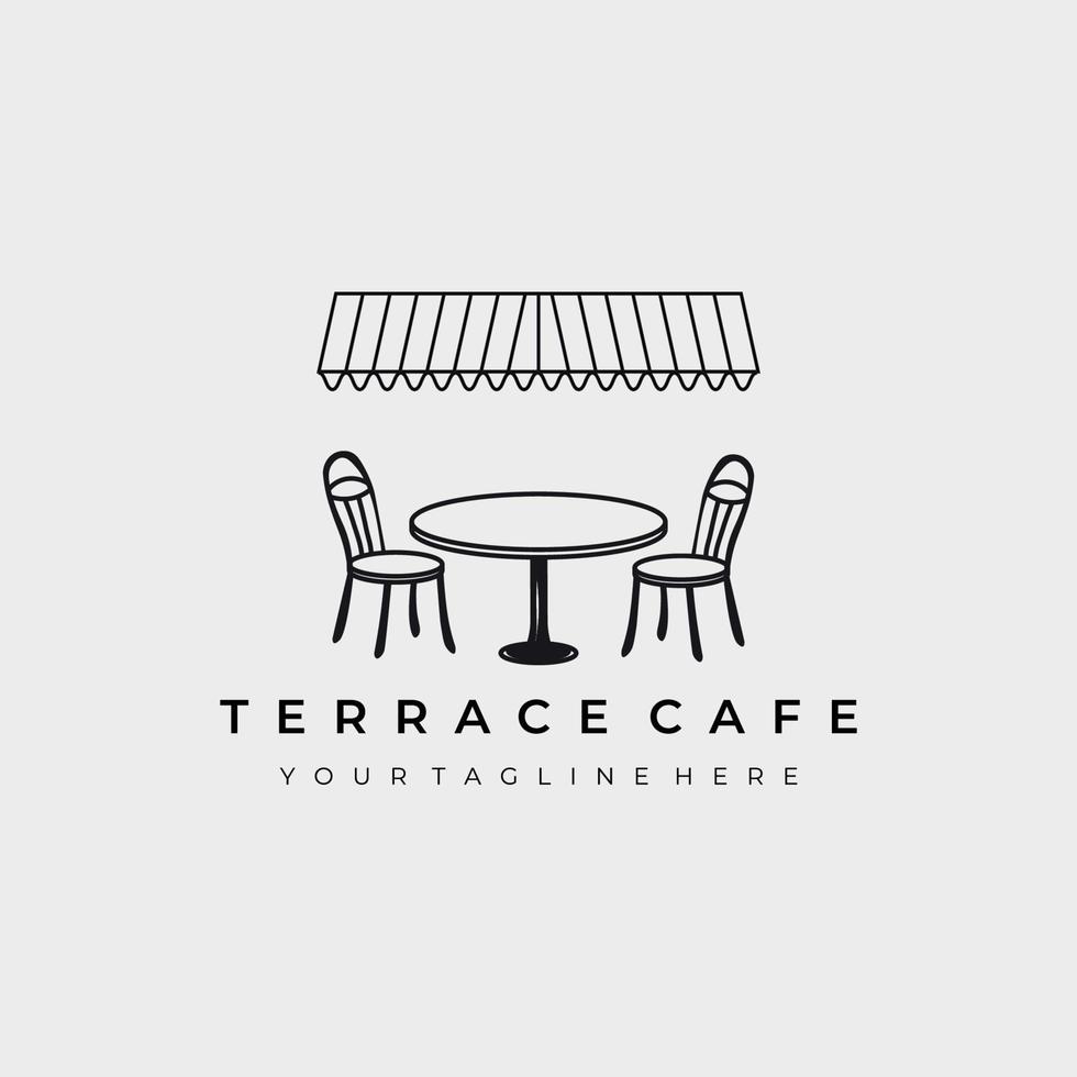 terraza cafe logo line art vector ilustración diseño creativo naturaleza minimalista monoline contorno lineal simple moderno