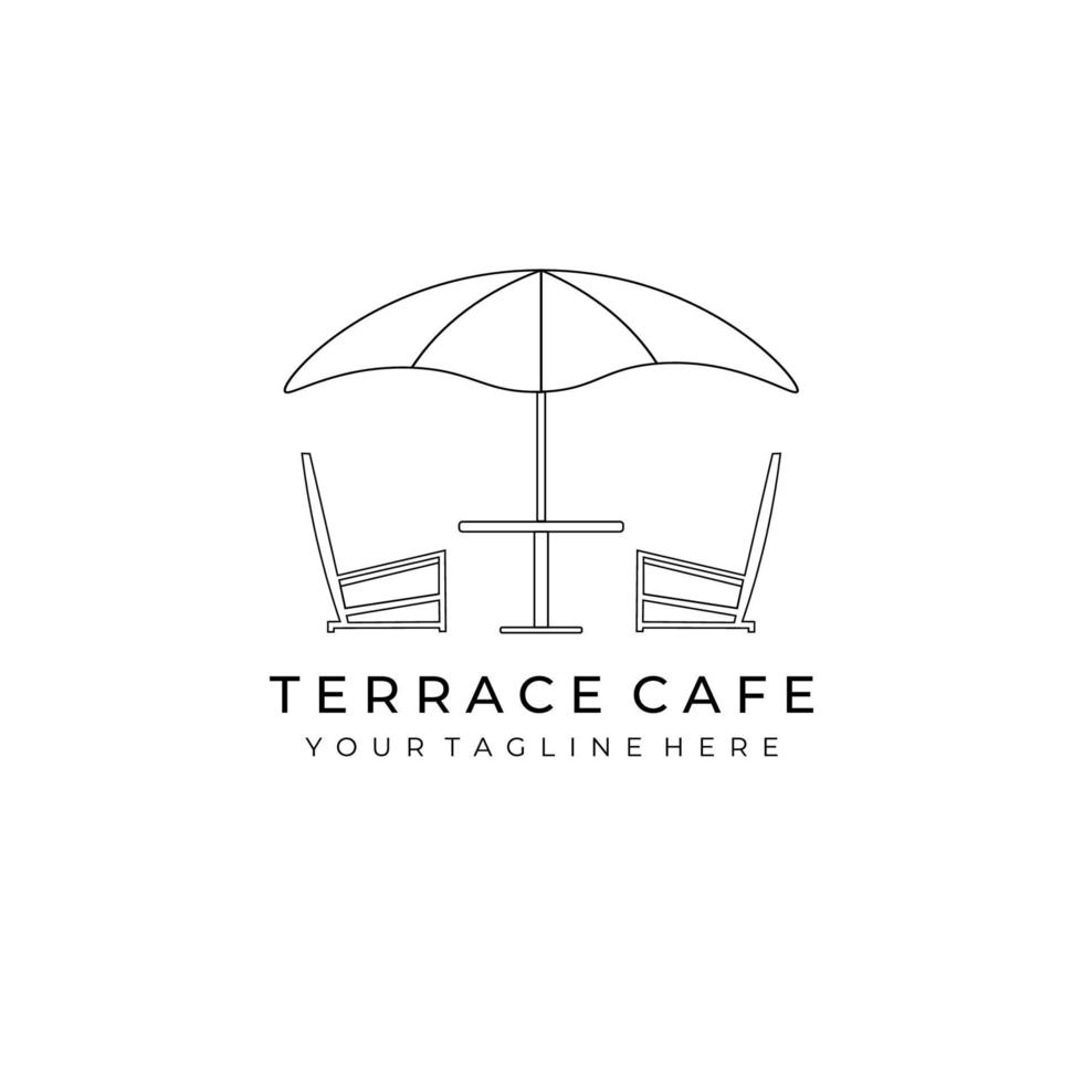 terrace cafe logo line art vector illustration design creative nature minimalist monoline outline linear simple modern