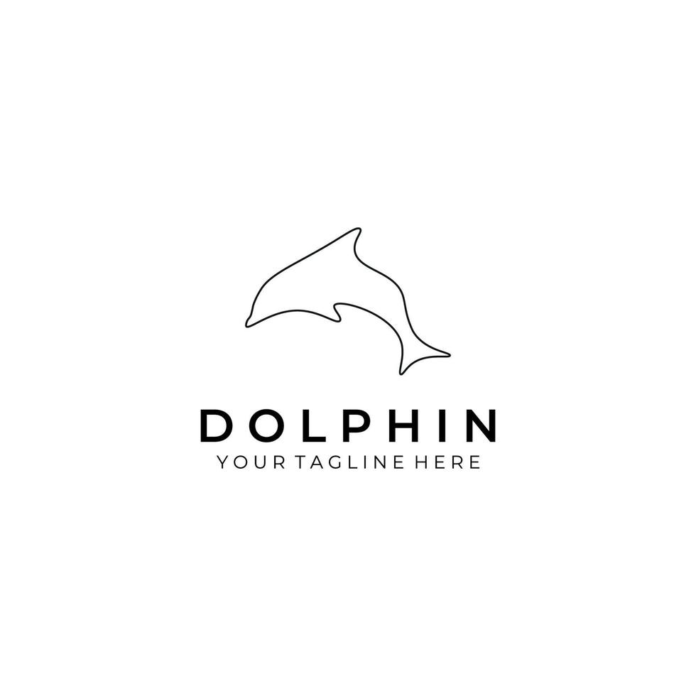 delfín logo line art vector ilustración diseño creativo naturaleza minimalista monoline contorno lineal simple moderno