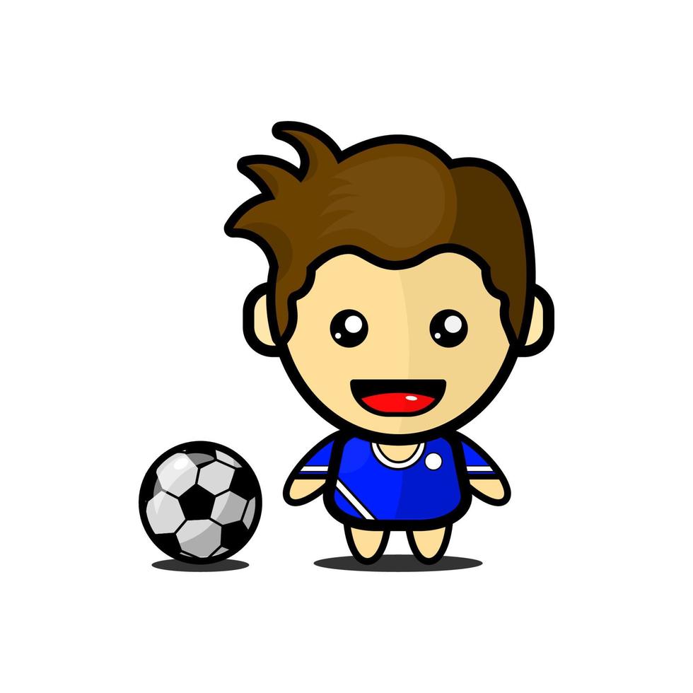 Vector illustration of a cute soccer player boy