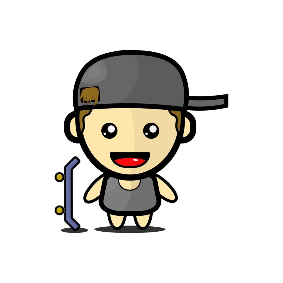 Vector illustration of a cute skateboarding boy