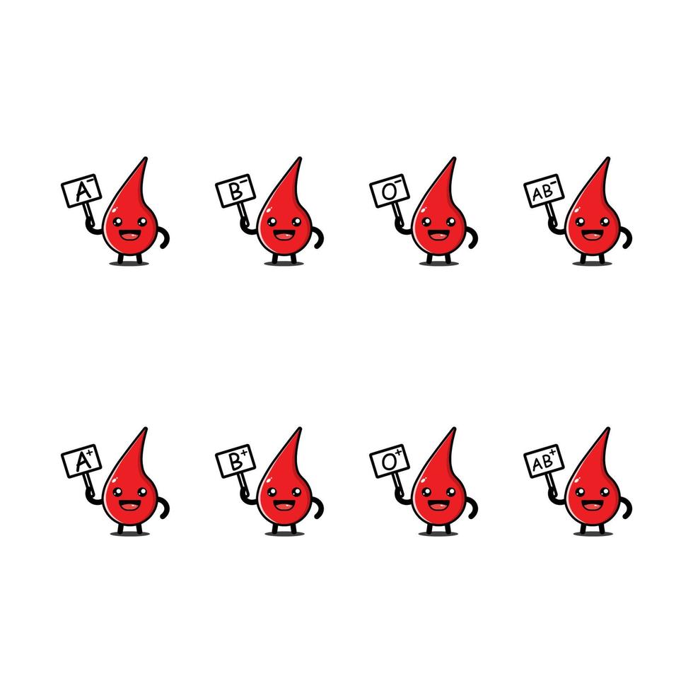 Cute cartoon blood type illustration, Funny vector design