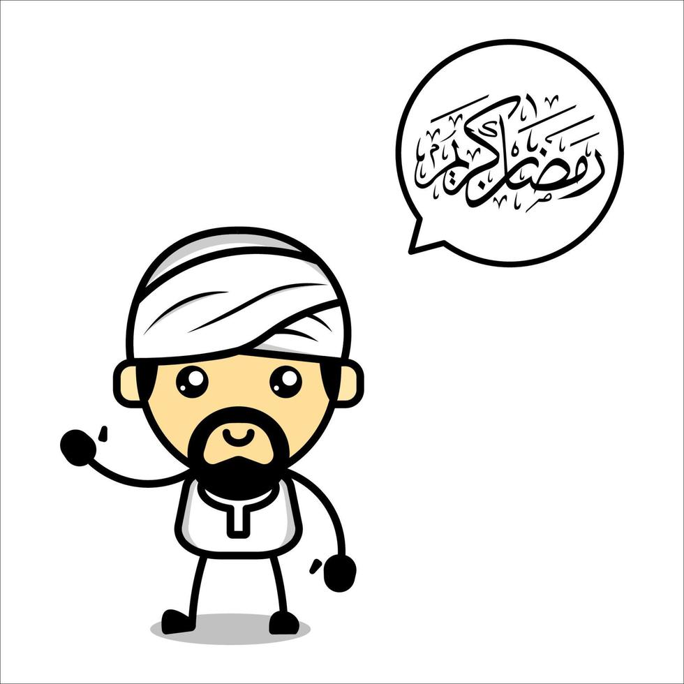 Cute muslim character, Ramadan Kareem, Vector illustration eps.10