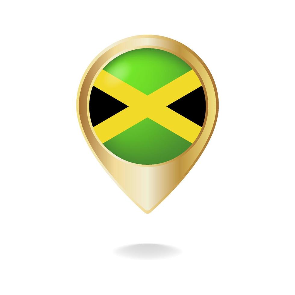 Jamaican flag on golden pointer map, Vector illustration eps.10